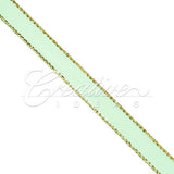 3/8" Satin With Gold Edge Ribbon- 50 Yards (Mint Green)