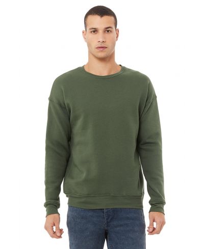 Bella Canvas 3945 Cotton Polyester Fleece Fabric - Military Green, Unisex Pullover Crewneck Sweatshirt, Soft Fleece (1 Piece)