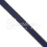 3/8" Satin With Gold Edge Ribbon- 50 Yards (Navy Blue)