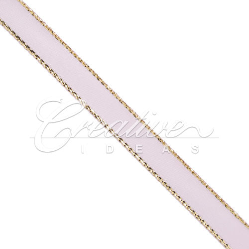 3/8" Satin With Gold Edge Ribbon- 50 Yards (Lavender)