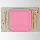 24 Count Pink Square Paper Dessert Plates for Bridal Showers Birthdays 7 Inch