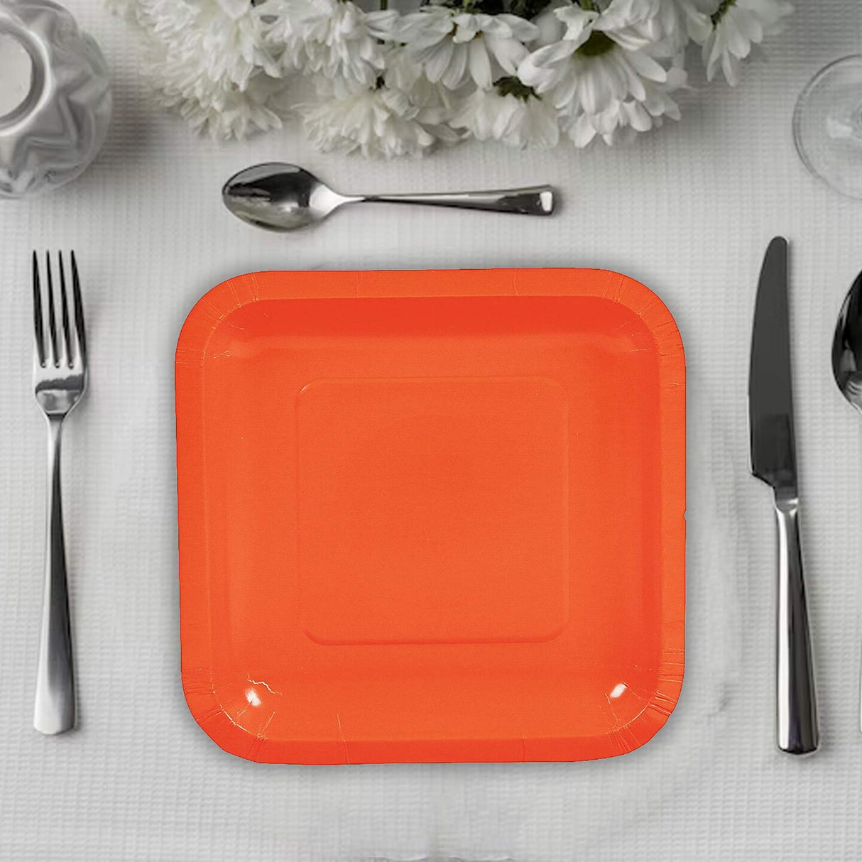 24 Count Orange Square Paper Dessert Plates for Birthday Party Wedding Events 7 Inch
