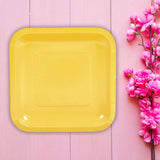 24 Count Yellow Square Paper Dessert Plates for Birthday Party Wedding Baby Shower Use 7"