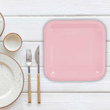 24 Count Light Pink Square Paper Dessert Plates for Baby Shower Birthday Party Events 7 Inch