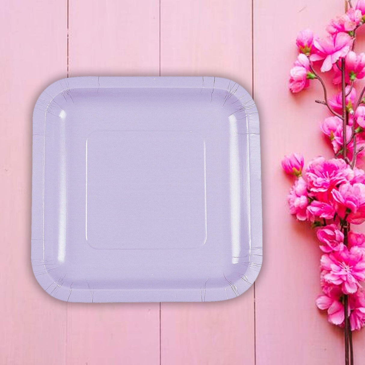 24 Count Lavender Square Paper Dessert Plates for Birthday Baby Shower Bridal Wedding Party Easy Cleanup 7 Inch