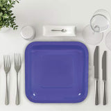 24 Count Purple Square Paper Dessert Plates for Wedding Birthday Baby Shower Party Tableware Easy Cleanup 7 Inch