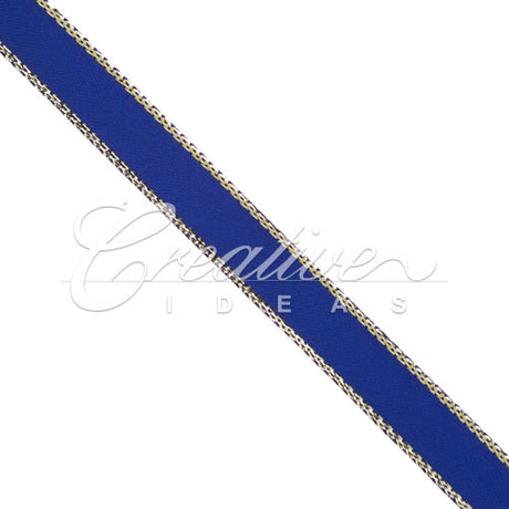 3/8" Satin With Gold Edge Ribbon- 50 Yards (Royal Blue)
