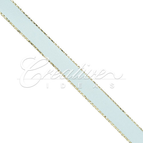 3/8" Satin With Gold Edge Ribbon- 50 Yards (Light Blue)