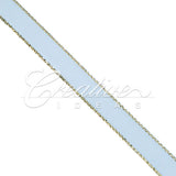 3/8" Satin With Gold Edge Ribbon- 50 Yards (Blue Mist)
