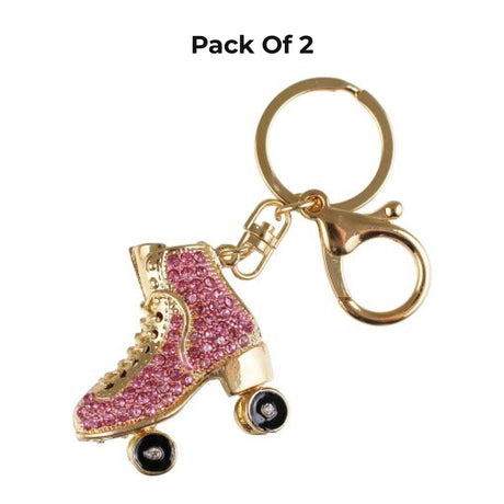 High-quality Roller Skate Rhinestone Keychain - 2 inches Metal with rhinestones