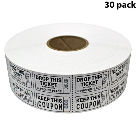Double Roll Raffle Tickets – Coupon Tickets (2000/Roll) – Available in 8 Colors: Red, Blue, Green, Yellow, Orange, Purple, Pink & White