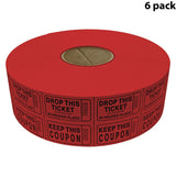 Double Roll Raffle Tickets – Coupon Tickets (2000/Roll) – Available in 8 Colors: Red, Blue, Green, Yellow, Orange, Purple, Pink & White