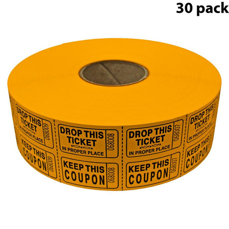 Double Roll Raffle Tickets – Coupon Tickets (2000/Roll) – Available in 8 Colors: Red, Blue, Green, Yellow, Orange, Purple, Pink & White