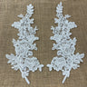 1 Pair 12" x 3.5" Beaded & Corded Floral Lace Applique 100% Polyester Net Mesh