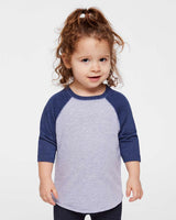 RADYAN® Toddler Classic 3/4 Sleeve Baseball Tee - 3330