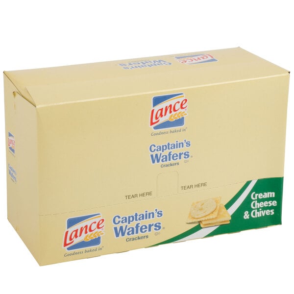 Lance Captain's Wafers Cream Cheese and Chives Sandwich Crackers 20 Count Box - 6/Case