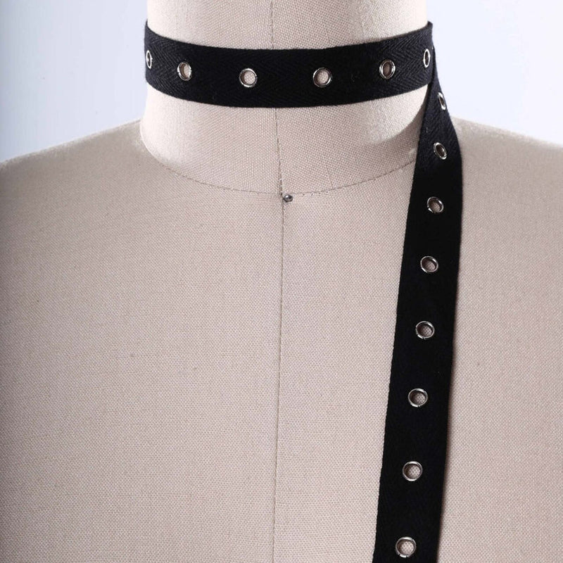 Black Cotton Grommet Tape 0.75" Twill Trim with Silver Eyelets for Sewing & Crafts