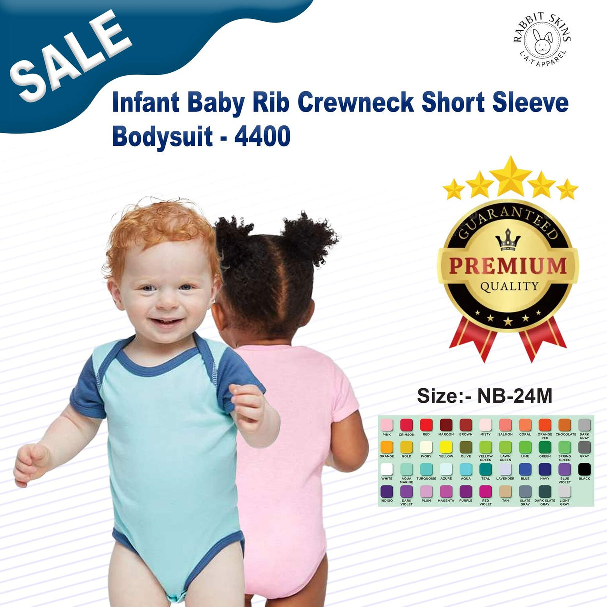 RADYAN® Infant Baby Rib Crewneck Short Sleeve Bodysuit