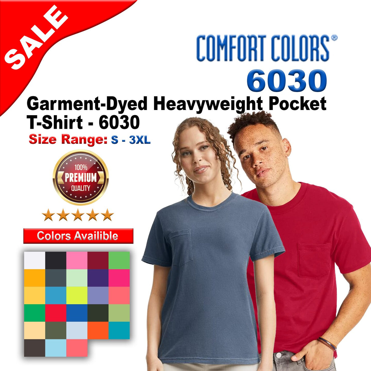 Comfort Colors® Garment-Dyed Heavyweight Pocket Crewneck Short Sleeve T-Shirt