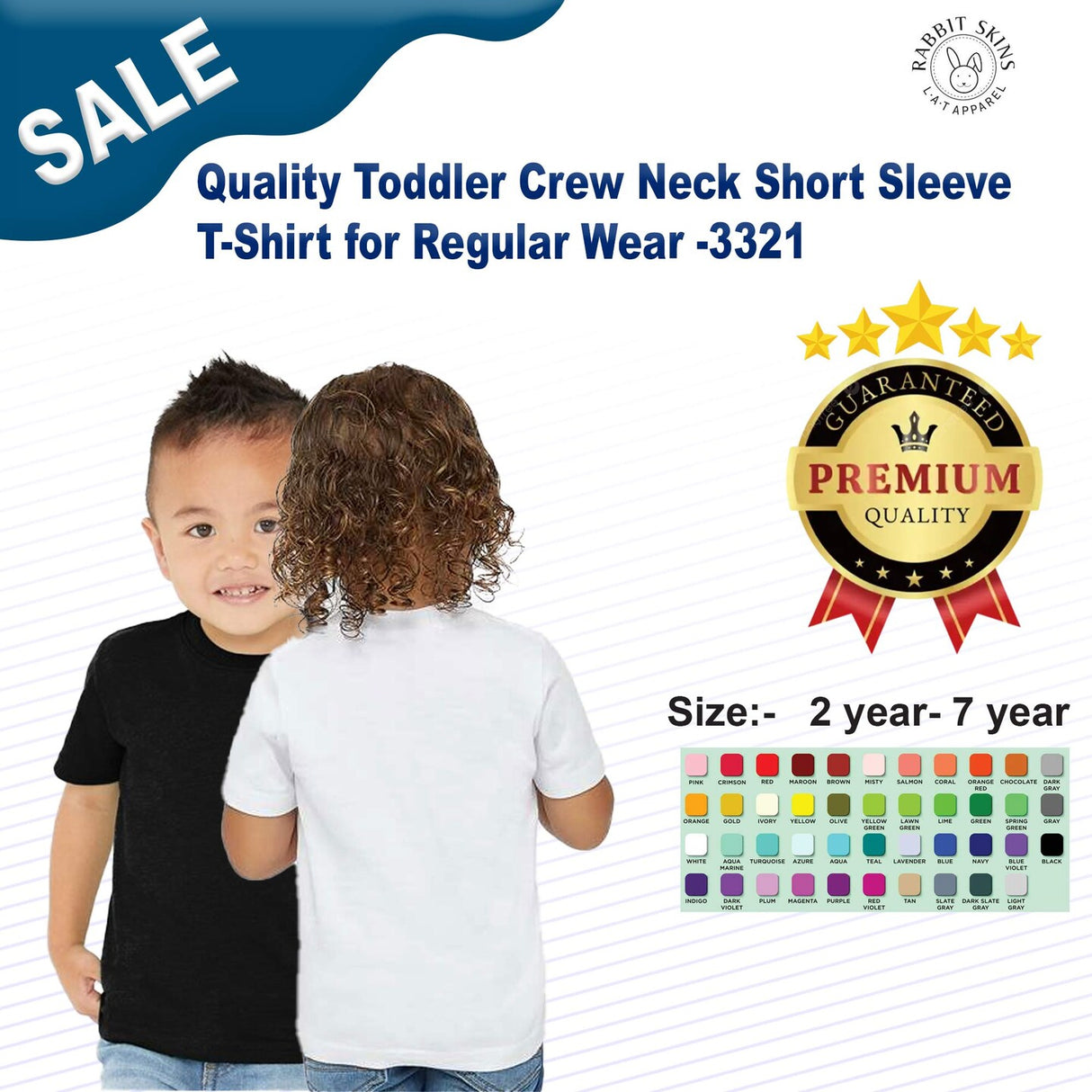 Rabbit Skins Quality Toddler Crewneck Short Sleeve T-Shirt