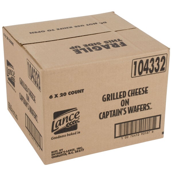 Lance Captain's Wafers Grilled Cheese Sandwich Crackers 20 Count Box - 6/Case
