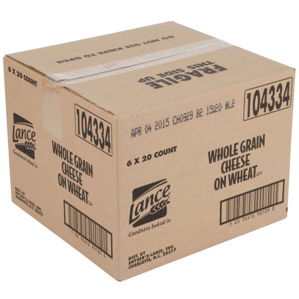 Lance Whole Grain Cheddar Sandwich Crackers 20 Count Box - 6/Case