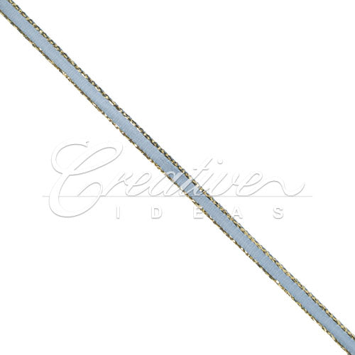 1/8" Satin With Gold Edge Ribbon - 50 Yards (Antique Blue)