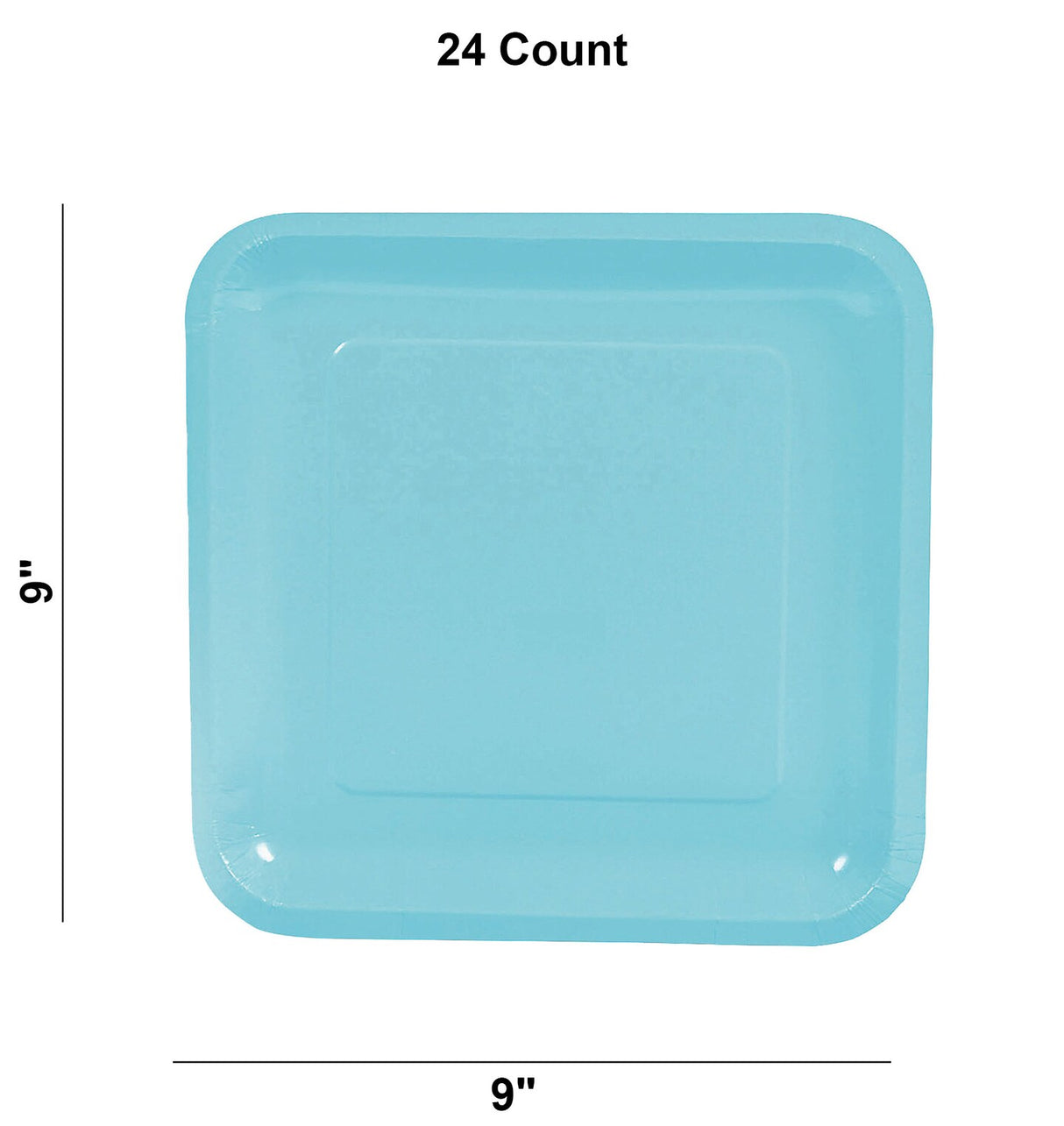 24 Count Light Blue Square Paper Dinner Plates 9" Disposable Party Tableware