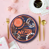 8 Ct. Nerf Round Paper Dessert Plates 7" Disposable Party Plates for Action-Packed Celebrations
