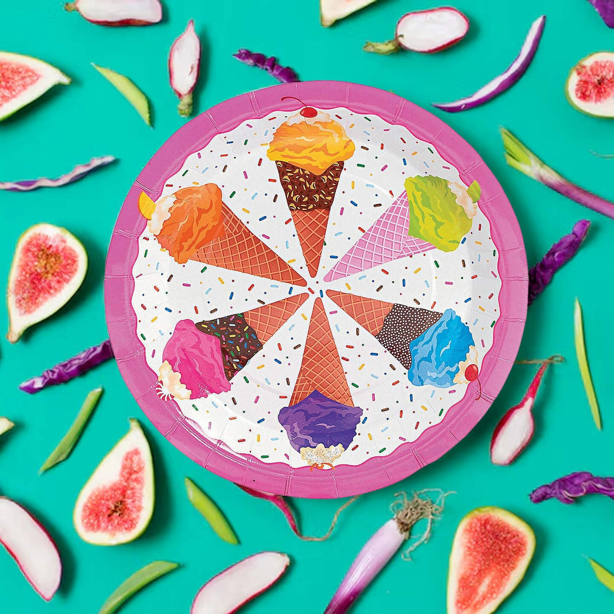 8 Count I Scream For Ice Cream Party Paper Plates 9 Inch for Birthday Celebrations