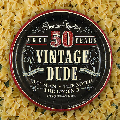 8 Ct. 50th Birthday Party Vintage Dude Paper Dessert Plates 7" Disposable Plates