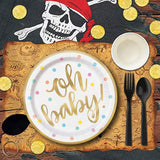 8 Ct. Oh Baby Pastel Polka Dot Paper Dinner Plates 9" Durable Baby Shower Tableware