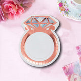8 Count Wedding Ring-Shaped Paper Dinner Plates 8½" x 11½" Disposable Bridal Shower & Engagement Party Plates