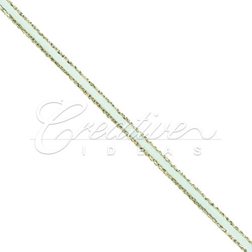 1/8" Satin With Gold Edge Ribbon - 50 Yards (Aqua)