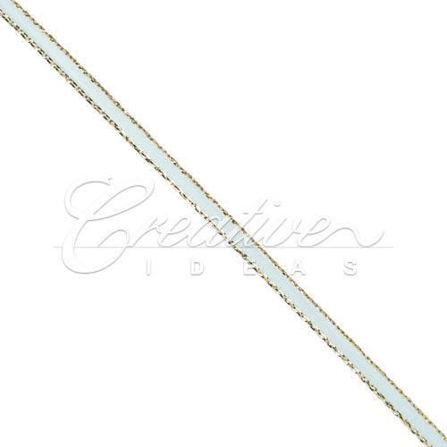 1/8" Satin With Gold Edge Ribbon - 50 Yards (Light Blue)
