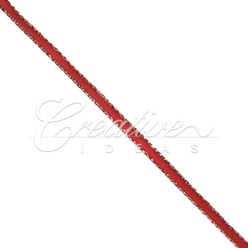 1/8" Satin With Gold Edge Ribbon - 50 Yards (Red)