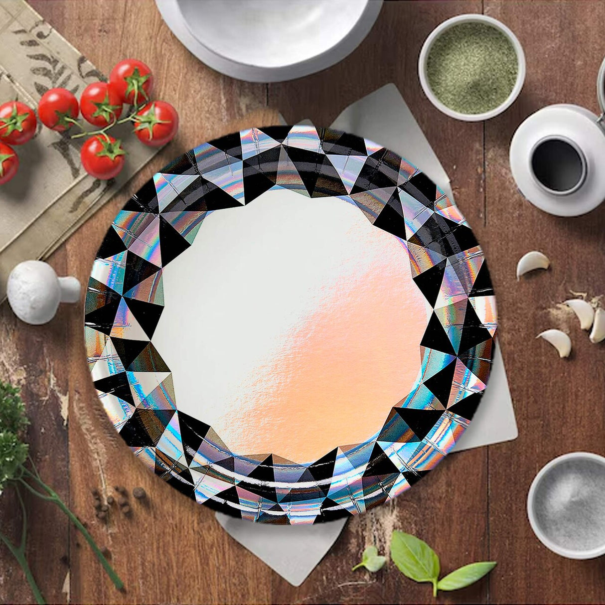 8 Count Garden Party Floral Paper Dessert Plates 7-Inch Disposable Plates with Watercolor Flower Design