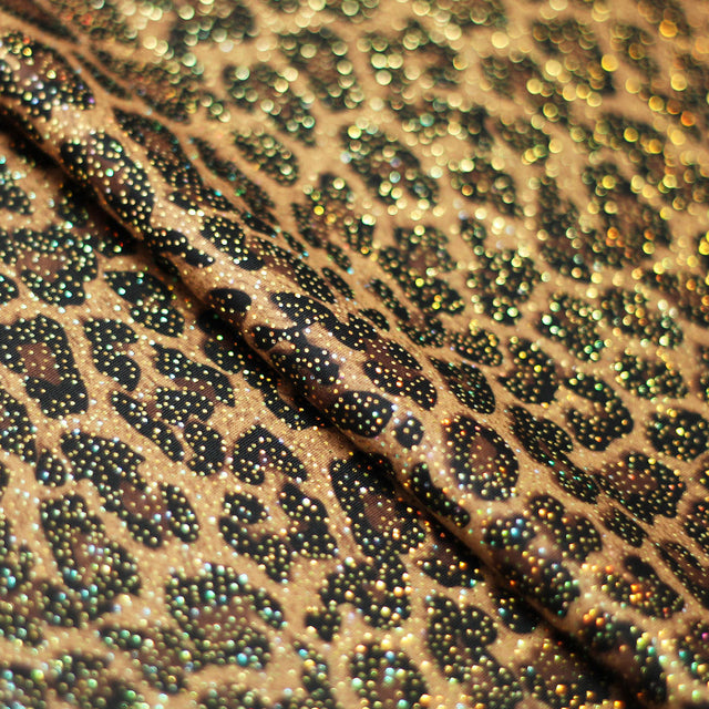 Jaguar Polyester Spandex Fabric - Brown Jaguar Skin Print, 58/60" Width (1 Yard)