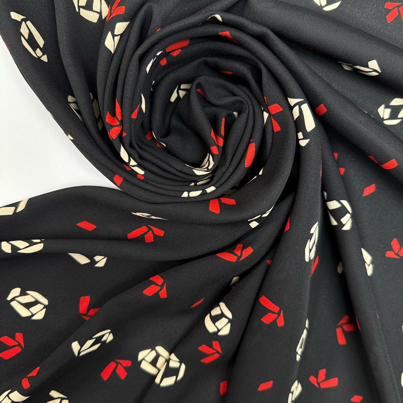 Polyester Crepe Printed Red Black