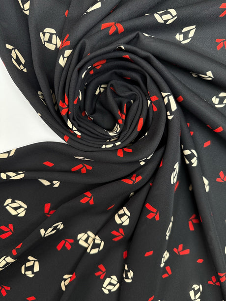 Polyester Crepe Printed Red Black