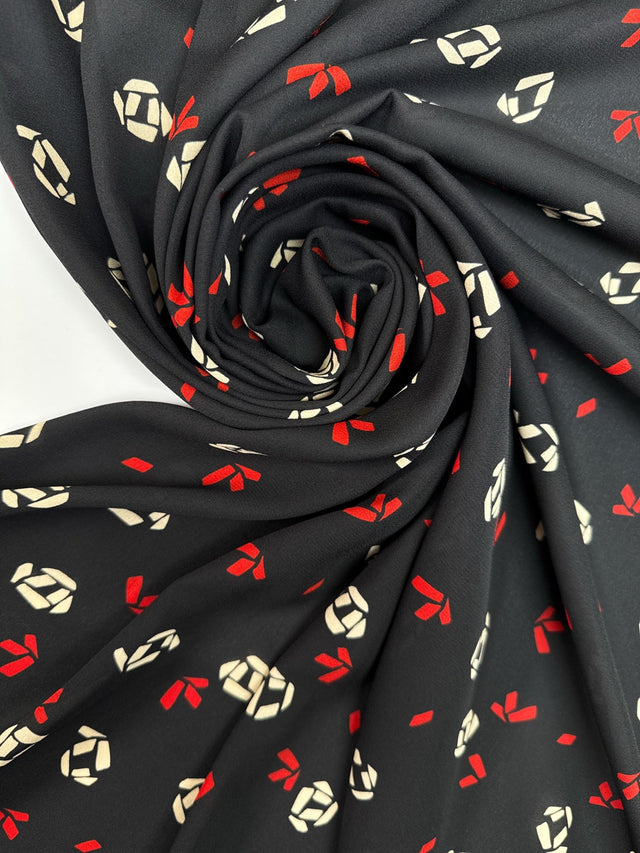 Polyester Crepe Printed Red Black