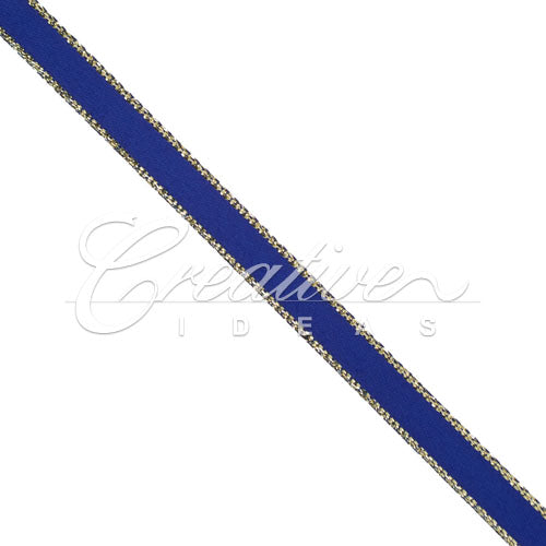 1/4" Satin With Gold Edge Ribbon - 50 Yards (Royal Blue)