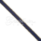 1/4" Satin With Gold Edge Ribbon - 50 Yards (Navy Blue)