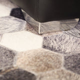 Vegan Geometric Gray Black Faux Hide/Cowhide Printed Rug - Gray Black Geometric Patchwork, Soft Feel, Durable, 5' X 7' To 10' X 13' (1 Piece)