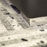 Geometric Vegan Hide Patchwork Printed Rug - Vertical Lines Design, Gray Beige Ivory, Area Rug (5' X 7')