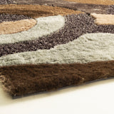Circle Earth Tone Design Plush Fluffy Multi-Textural Shag Area Rug Carpet - Earth, Shag Rug, 5' X 7' (1 Piece)