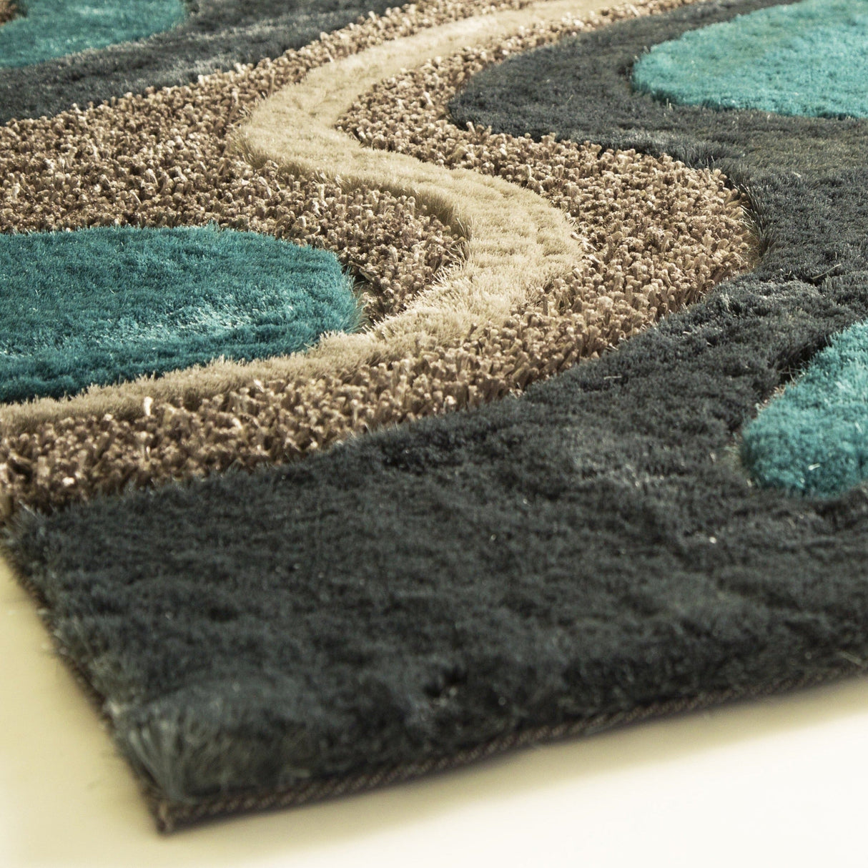 Luxury Shag Viscose Shiny Design Plush Area Rug Carpet - Polyester Shag Rug, Multi Color Pattern, 2" Pile Approx, 7'6" X 10'3" (1 Rug)
