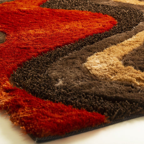 Luxury Shag Viscose Shiny Design Plush Area Rug Carpet - Polyester Shag Rug, Multi Color Pattern, 2" Pile Approx, 7'6" X 10'3" (1 Rug)