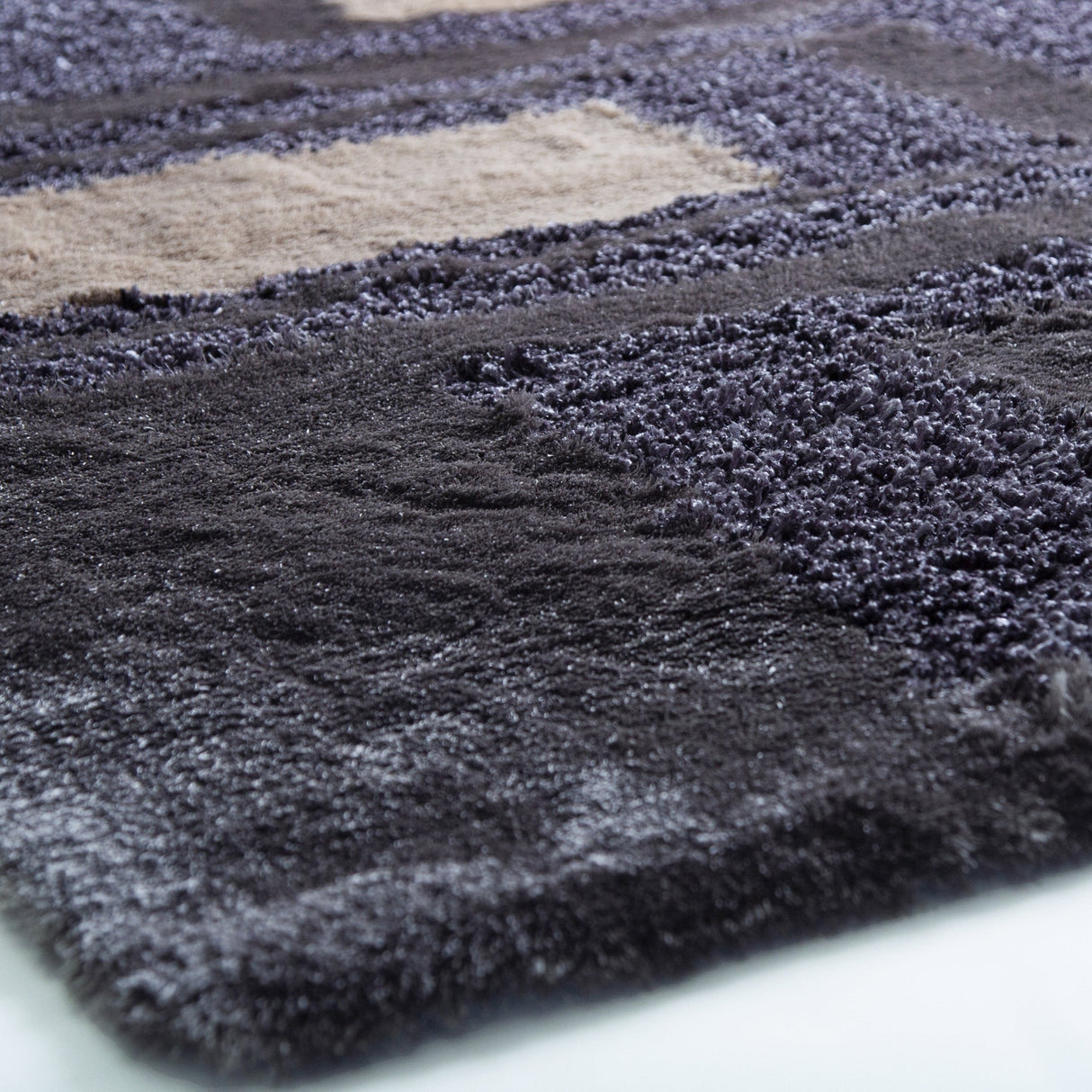 Soft Plush Fluffy Multi-Textural Design Shag Area Rug Carpet - Earth Tone, 1.5" High Pile (1 Rug)