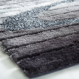 Soft Plush Fluffy Multi-Textural Design Shag Rug - Silver Gray Black, 1.5" High Pile, 7'6" X 10'3" (1 Piece)